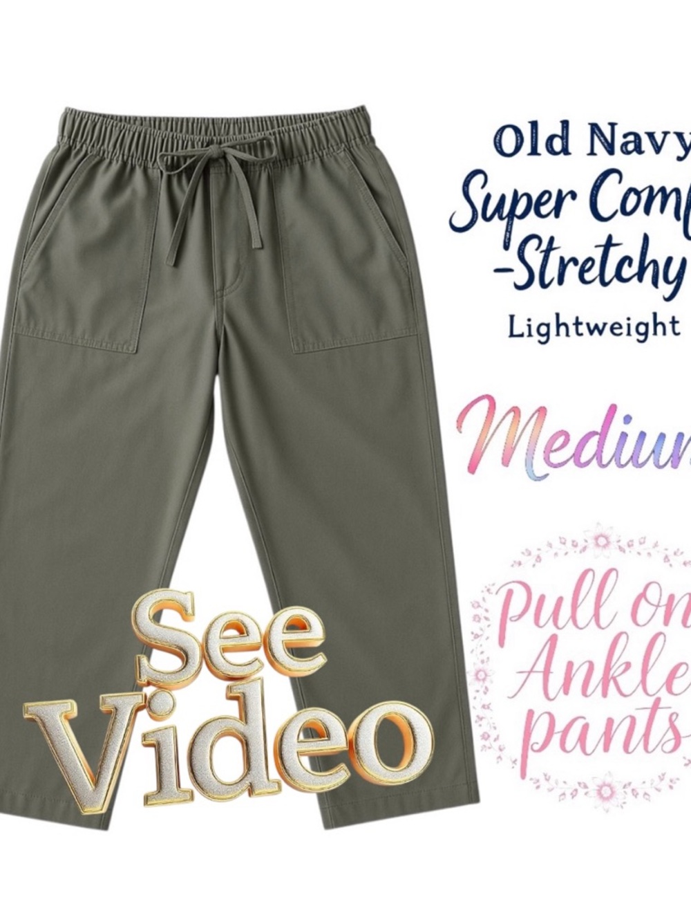 👛 (ANY 2/$20) OLD NAVY ACTIVE Pull On Elasticized Waist, Drawstring, 2 Pockets